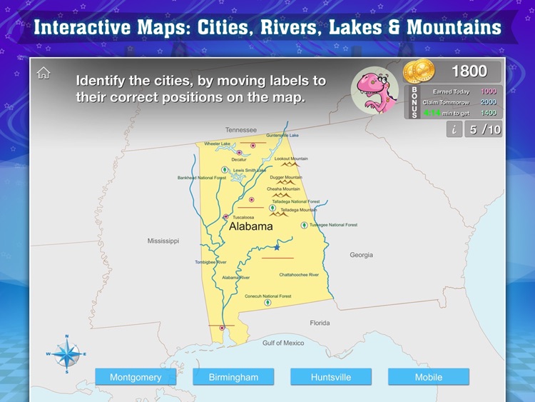 Geography of the United States of America: Map Learning and Quiz Game for Kids [Lite]