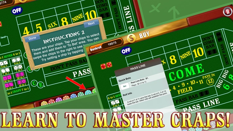 ```Craps School``` - Learn How To Play Craps with Dice Game Simulator