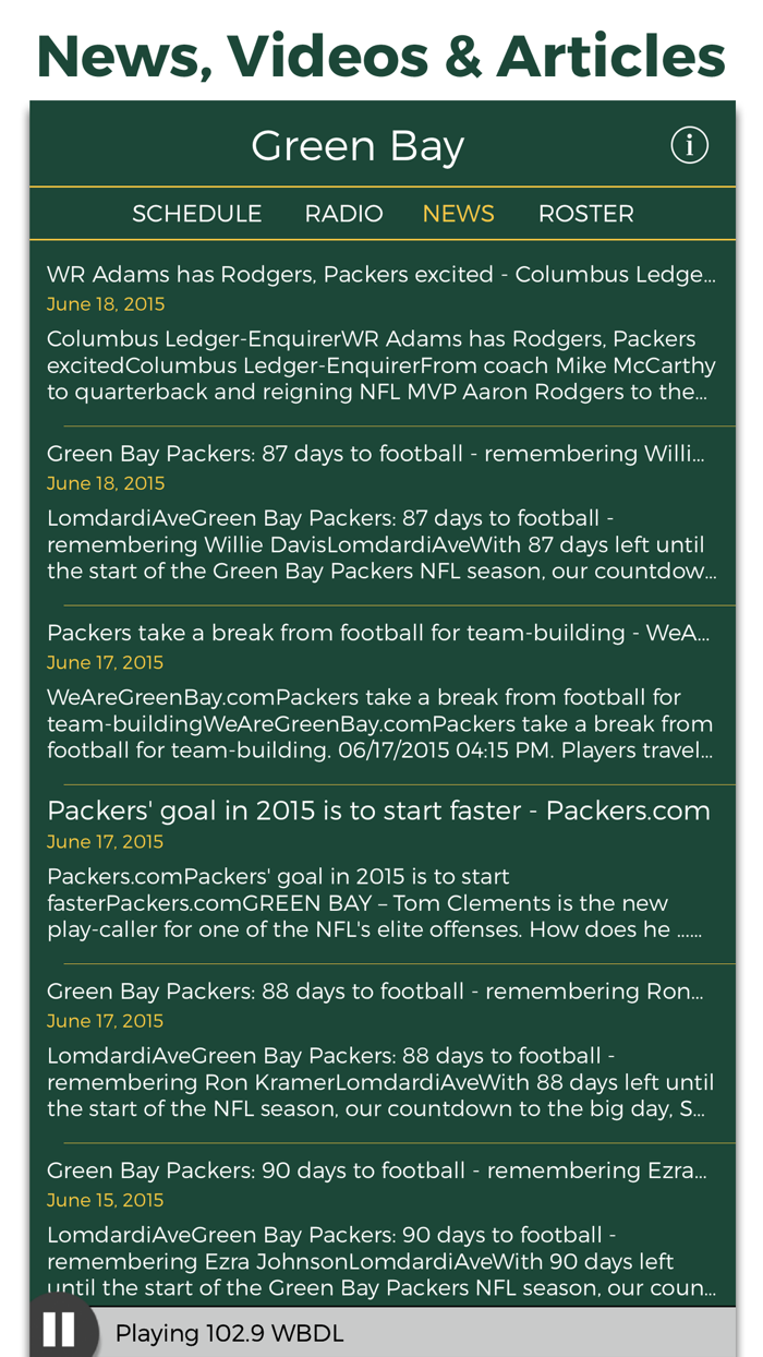 Green Bay Football Radio  Live Scores