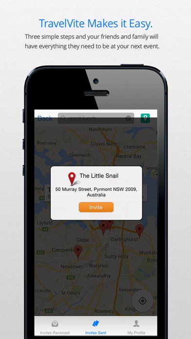 Screenshot #1 pour TravelVite — Invite Friends & Family to Any Location for Your Next Planned Event