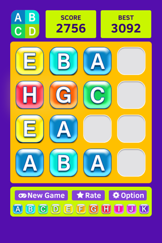 ABCD - 2048 words edition,swipe tile from A to Z letters screenshot 3