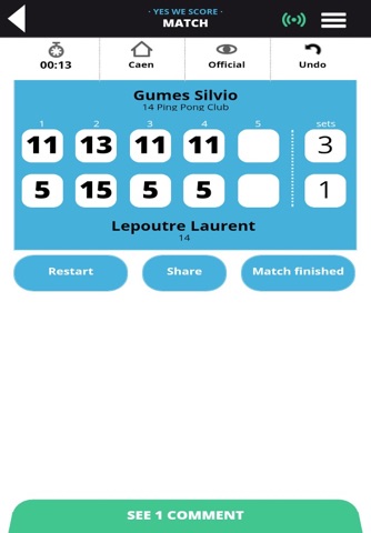 YesWeScore Tennis de Table screenshot 2