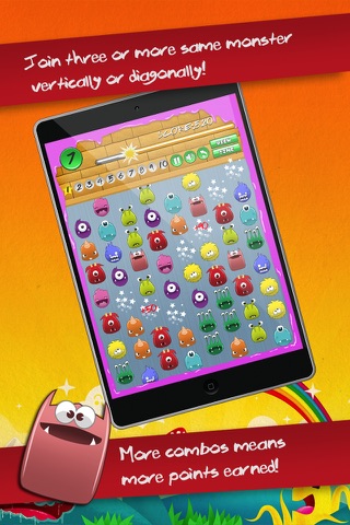 Cute Monster Heroes Match Threes Puzzle Game Pro screenshot 2