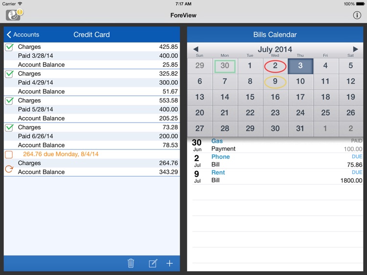 ForeView for iPad:To Do + Bills Tracker screenshot-3