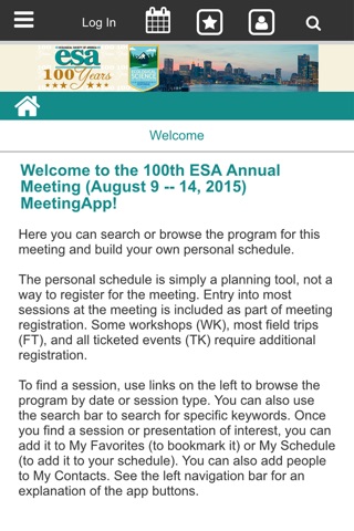 ESA 2015 Annual Meeting screenshot 2