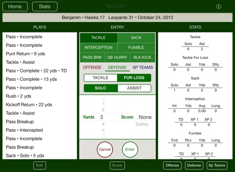 Stat Tap Football HD screenshot 3