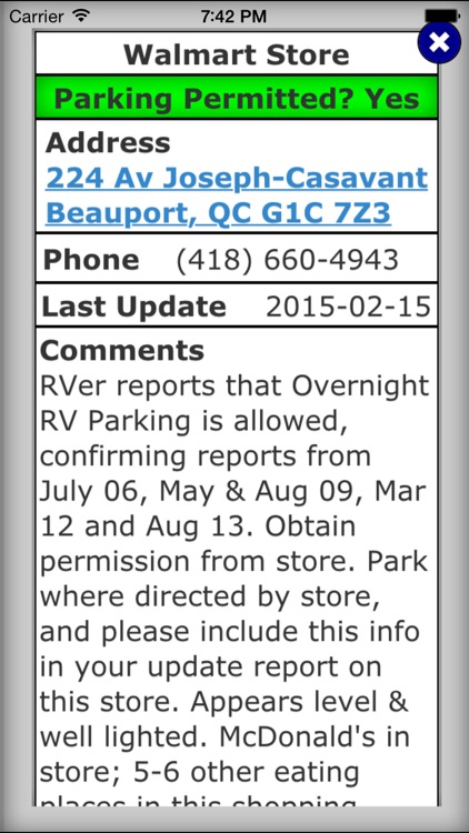 Overnight RV Parking