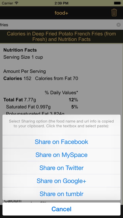 food+: Food & Calorie Information and Nutritional Content screenshot-4