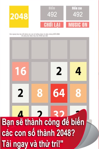 Con Số Biến Hình - Trò chơi đố vui toán học thử thách trí tuệ IQ cực hay 2048 Phiên Bản Việt screenshot 2