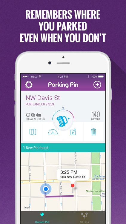 Parking Pin™ - Automatic GPS Parking Spot Tracker with Map & Meter