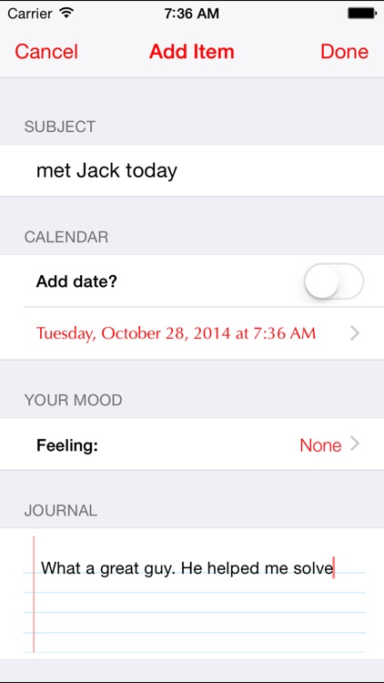 Touch ID journal