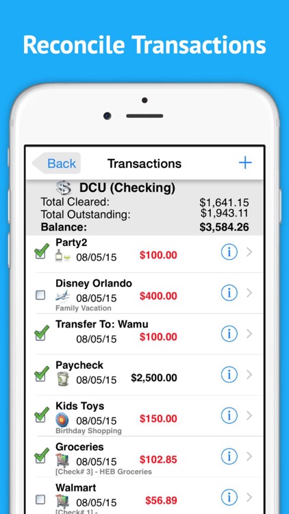 Checkbook Ledger Free - Reconcile and balance your checkbook register