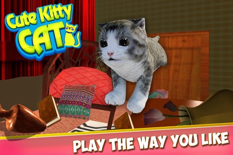 Cute Kitty Cat 3D - Real Pet Simulation Game to Play & Have Fun at Home screenshot 3