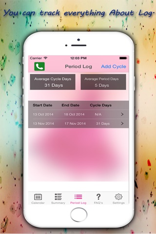 Period Tracker Logs - Monthly Cycles Menstrual Calendar & Ovulation Fertility Diary screenshot 3