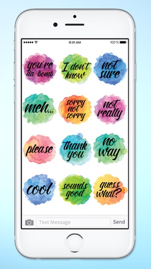 Watercolor Messages and Text Sticker Pack(圖4)-速報App