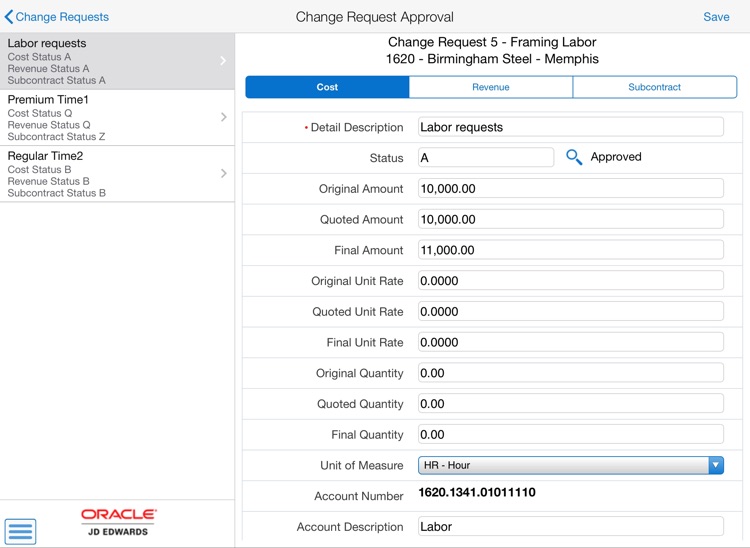 Change Request Approval Tablet for JDE E1