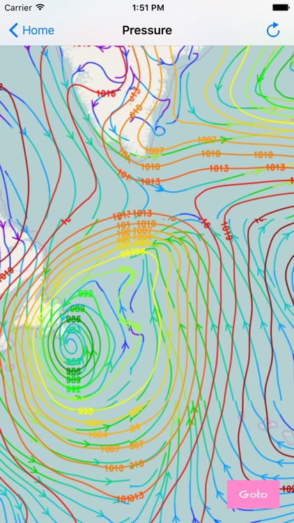 Weather Map with wind,wave height and air pressure