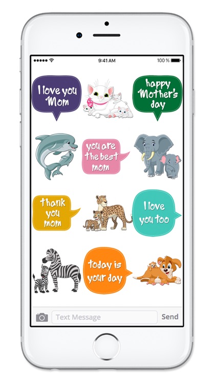 Cute Mom & Baby Animals Mothers Day Sticker Pack