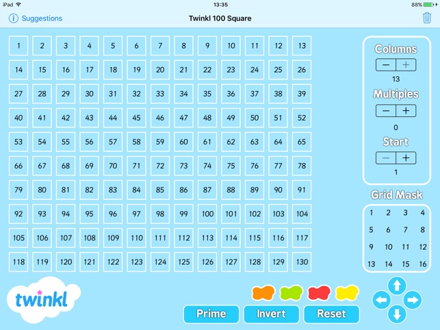 Twinkl 100 Square Number Grid