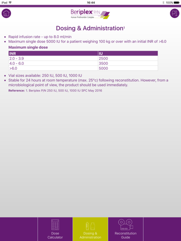 Beriplex Dosing Calculator screenshot 3