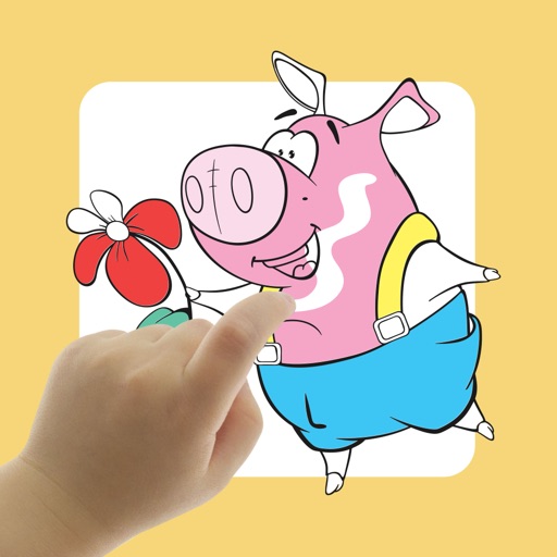 Cute Piggy Coloring Book For Kids Icon