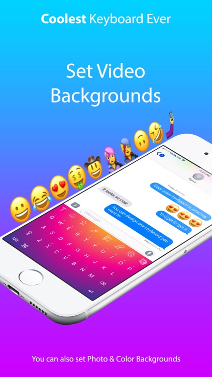 Cool Video Keyboard - Custom Emoji & Rainbow Theme screenshot-0