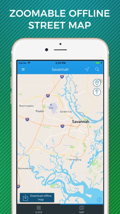 Savannah Travel Guide with Offline Street Map