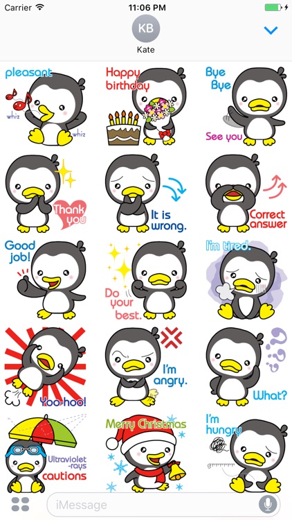 Ginni Little Baby Penguin English Sticker