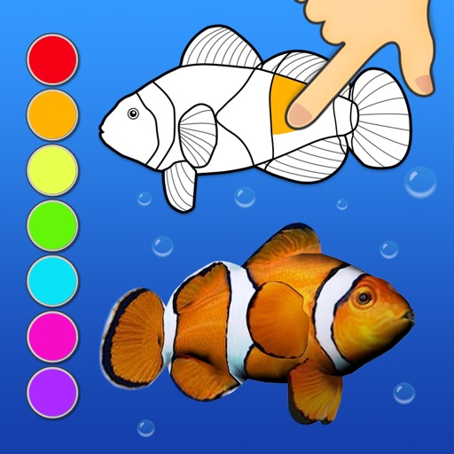 Dancing fishes. 3D Coloring App Icon