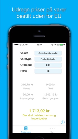 Toldberegner - Udregn omkostning til told og moms(圖3)-速報App