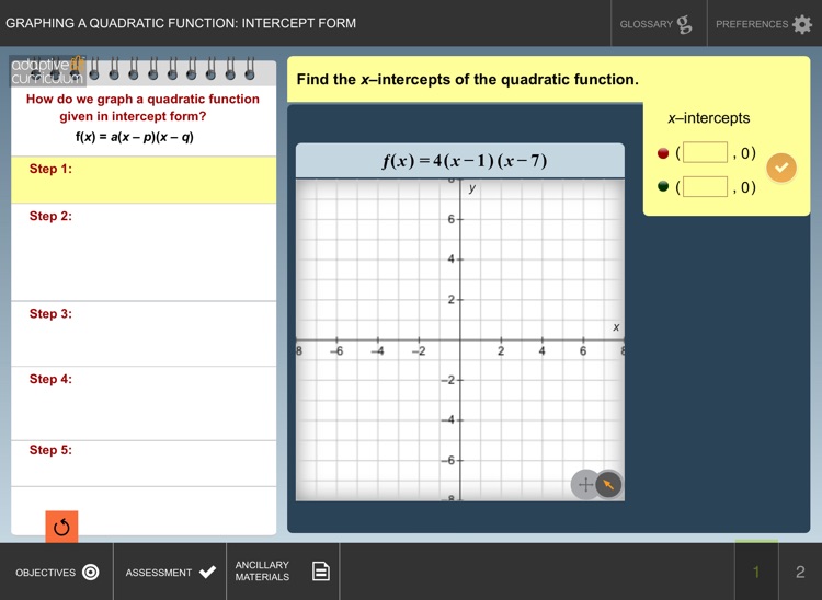 Graph Quad Func:Intercept Form screenshot-3