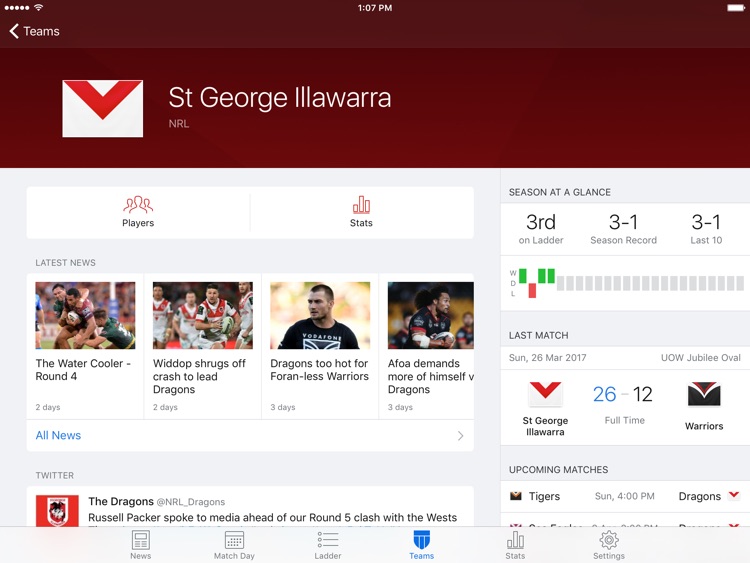 League Live for iPad: NRL news