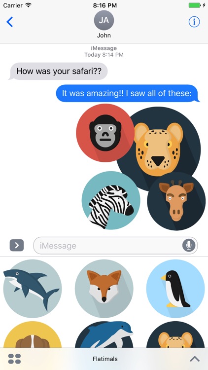 Flatimals - Flat Animal Sticker Pack for iMessage
