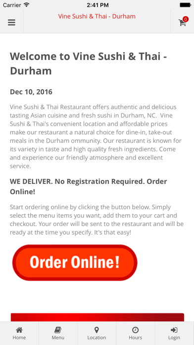 How to cancel & delete Vine Sushi & Thai - Durham from iphone & ipad 1