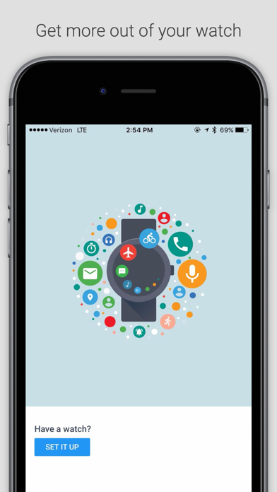 Screenshots of Android Wear for iPhone