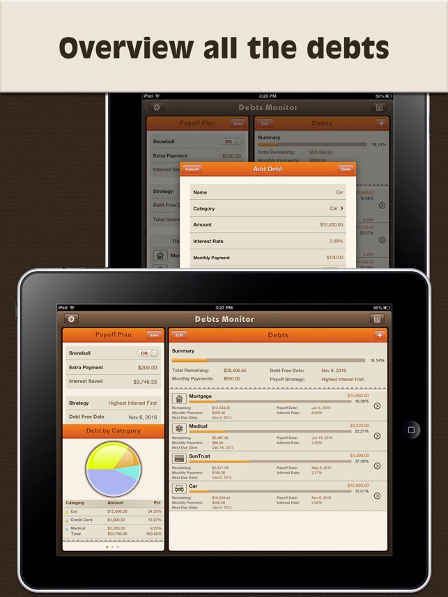 Debts Monitor Pro for iPad-Debt Tracker 