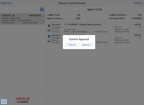 G/L Batch Approvals Tablet for JDE E1 screenshot 3