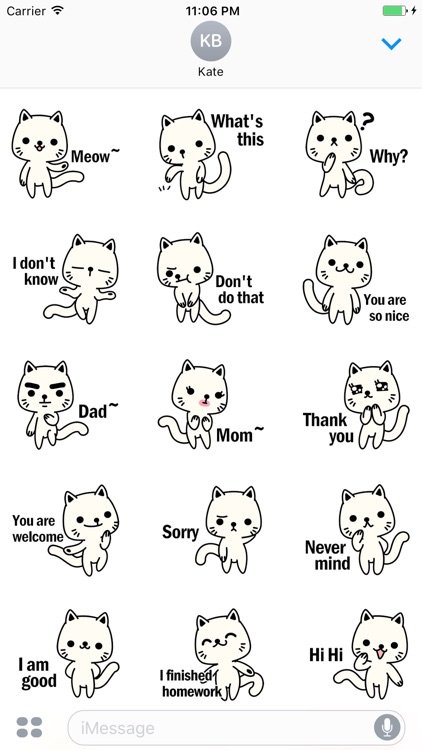 Ginger The Cute White Cat Stickers