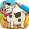 Coloring and drawing game to paint farm animals