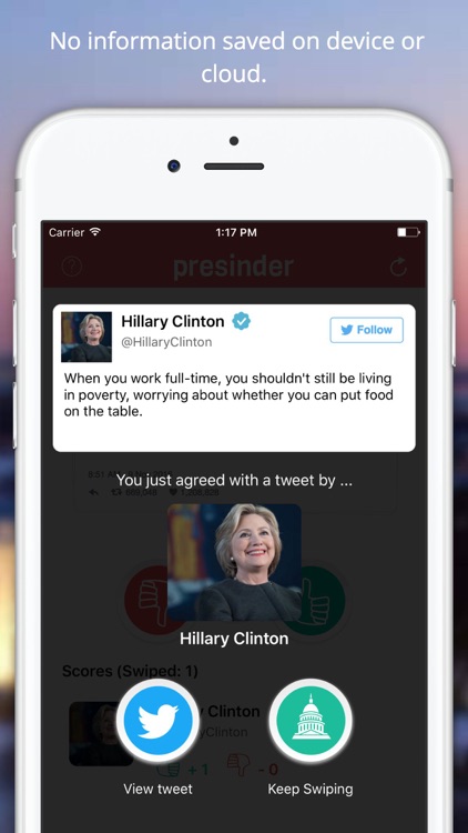 Presinder - Swipe on Politician Tweets