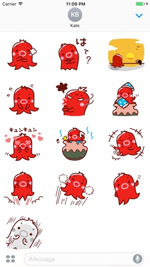 Donatello The Cute Little Red Octopus Stickers(圖3)-速報App