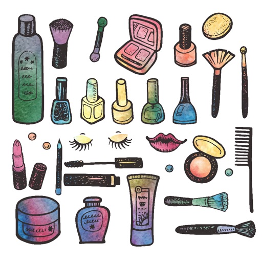 Cosmetic Beauty Watercolor Stickers Icon