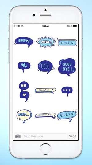 Blue Speech Bubble Words Text Sticker Pack(圖4)-速報App