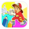 Tiny Fireman Coloring Page Game Kids Version