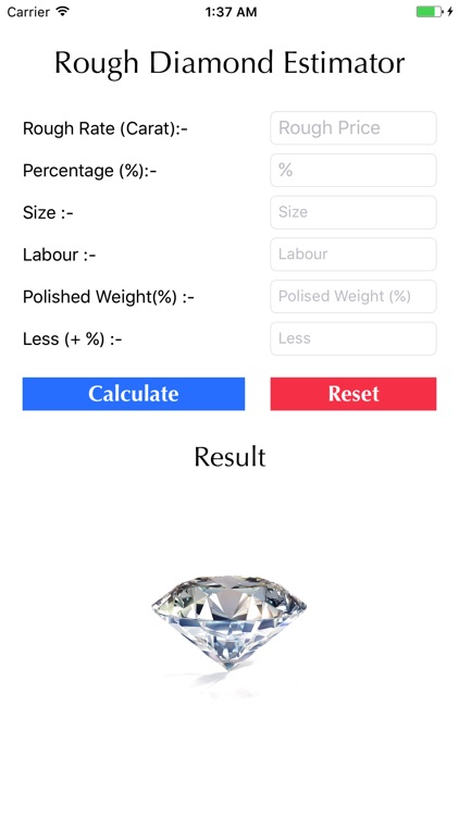 Rough Diamonds Estimator - Estimate Cost of Rough