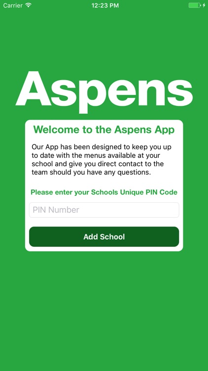 Aspens Services Menu