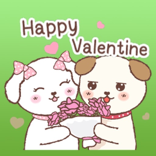 Couple Puppies On Valentine's Day Stickers! iOS App