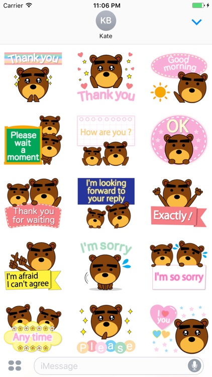 Bean The Funny Black Eyebrows Bear Sticker