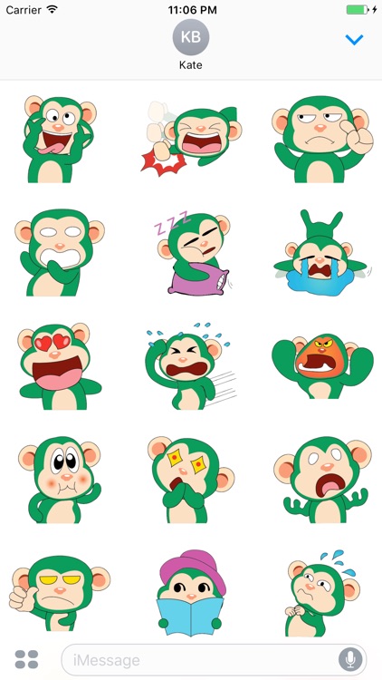 Funny Green Monkey Sticker