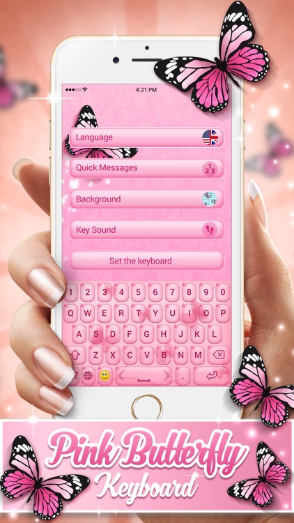 Pink Butterfly Keyboard: Fancy Background Themes screenshot-4